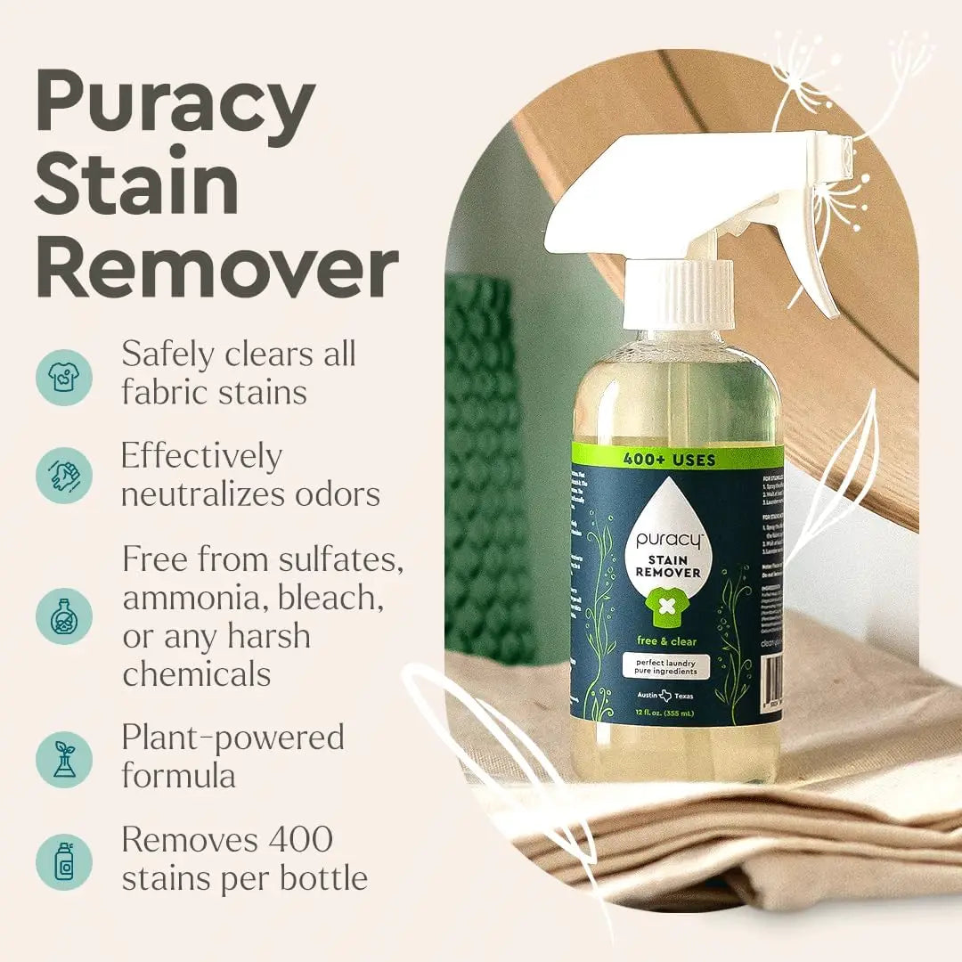 Puracy Natural Laundry Stain Remover - 12oz Full Size Wearever Incontinence