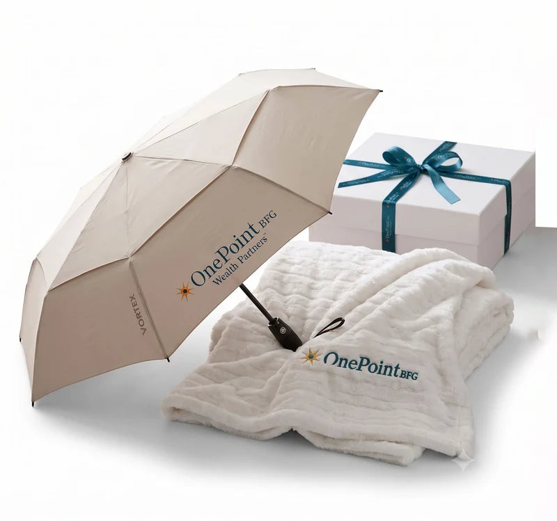 OnePointBFG Sherpa Blanket + ShedRain Umbrella Gift Set
