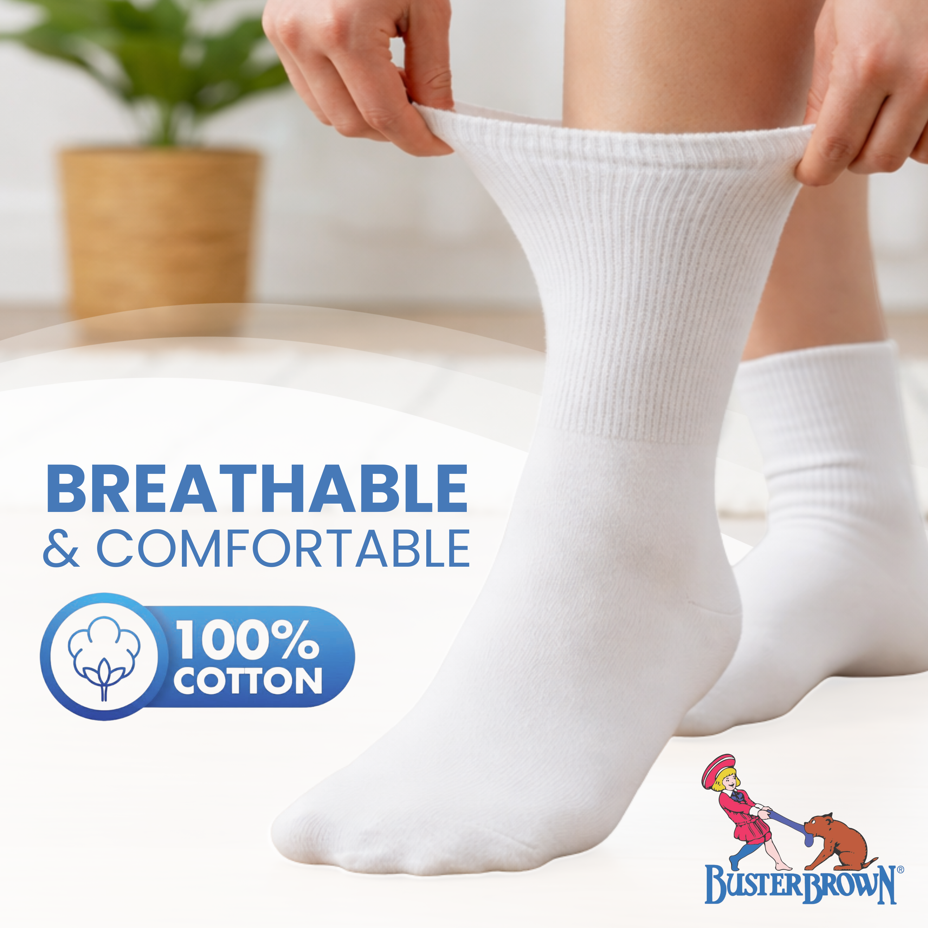 3-Pack Women's Cotton Diabetic Socks Buster Brown