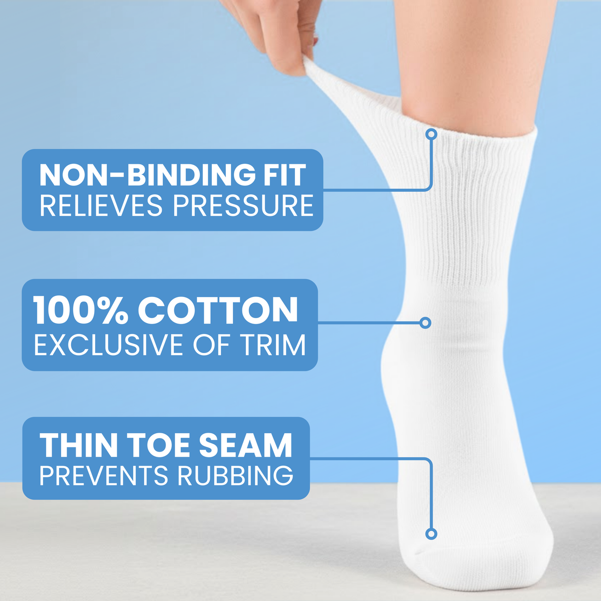 3-Pack Women's Cotton Diabetic Socks Buster Brown