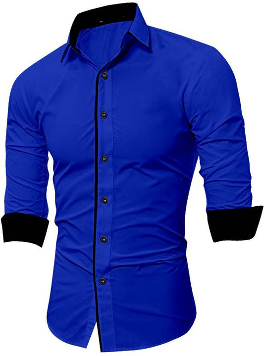 Men Slim Fit Solid Spread Collar Casual Shirt